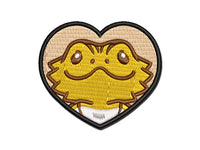 Bearded Dragon Lizard Inside of Heart Multi-Color Embroidered Iron-On or Hook & Loop Patch Applique