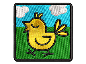 Carefree Bird Chirping Multi-Color Embroidered Iron-On or Hook & Loop Patch Applique