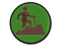 Hiker Hiking up Mountain Icon Multi-Color Embroidered Iron-On or Hook & Loop Patch Applique