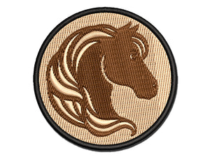 Horse Head Flowing Mane Stallion Multi-Color Embroidered Iron-On or Hook & Loop Patch Applique