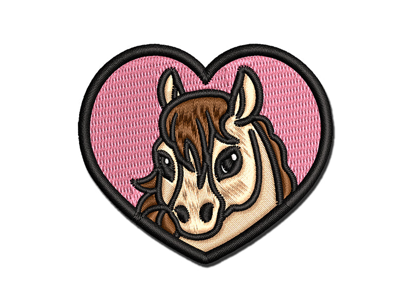 Horse Inside of Heart Multi-Color Embroidered Iron-On or Hook & Loop Patch Applique