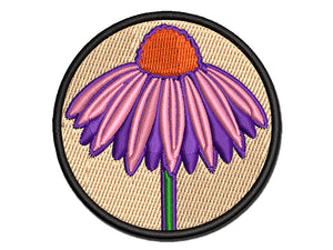 Coneflower Echinacea Multi-Color Embroidered Iron-On or Hook & Loop Patch Applique