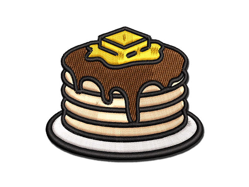 Pancakes Stack Syrup Butter Multi-Color Embroidered Iron-On or Hook & Loop Patch Applique
