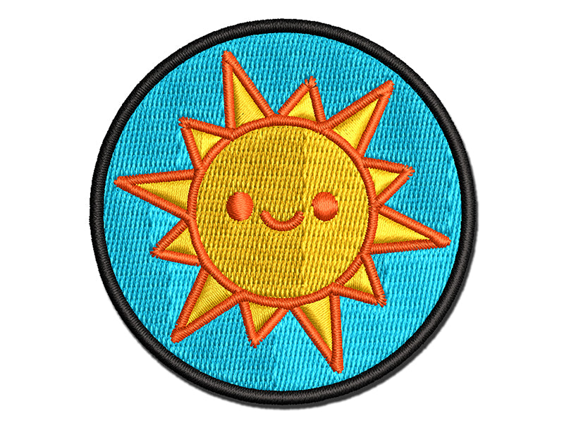 Smiling Sun Teacher Student Multi-Color Embroidered Iron-On or Hook & Loop Patch Applique