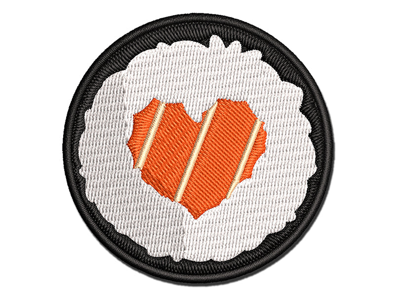 Sushi Roll Heart Center Multi-Color Embroidered Iron-On or Hook & Loop Patch Applique