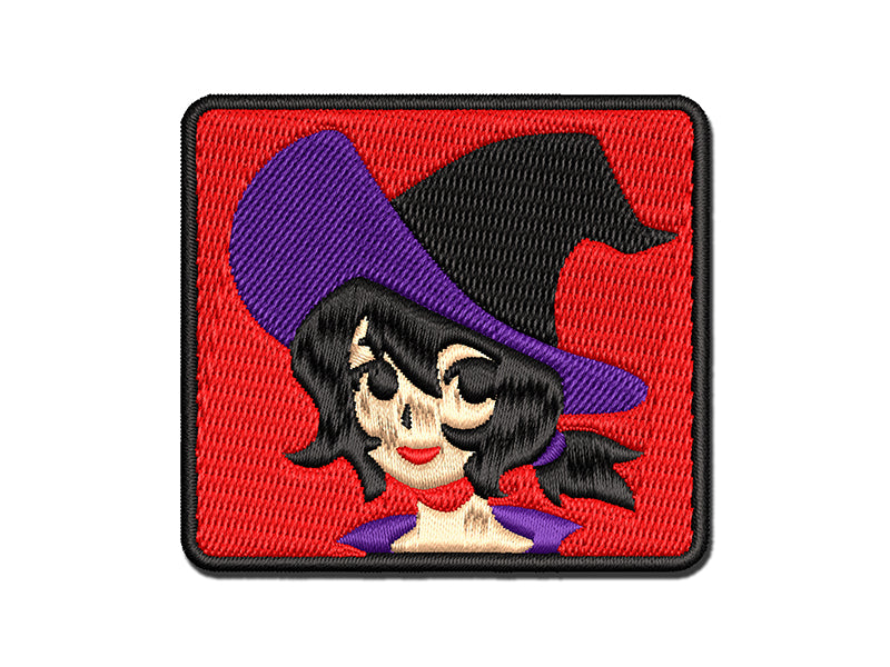 Adorable Anime Witch Girl with Hat Halloween Multi-Color Embroidered Iron-On or Hook & Loop Patch Applique