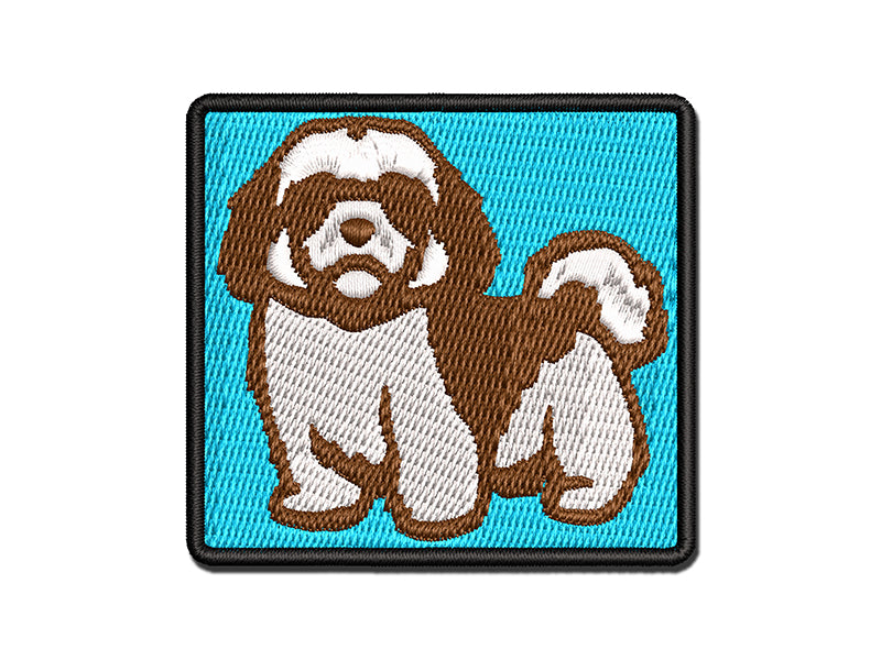 Alert Shaggy Shih Tzu Dog Multi-Color Embroidered Iron-On or Hook & Loop Patch Applique