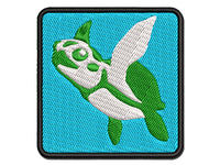 Baby Green Sea Turtle Swimming In Ocean Multi-Color Embroidered Iron-On or Hook & Loop Patch Applique