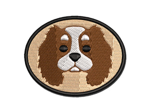 Cartoon Cavalier King Charles Spaniel Head Multi-Color Embroidered Iron-On or Hook & Loop Patch Applique