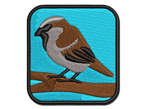House Sparrow Little Bird Standing Multi-Color Embroidered Iron-On or Hook & Loop Patch Applique