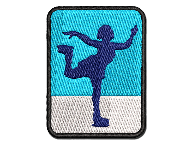 Ice Figure Skating Skater Woman on One Foot Pose Multi-Color Embroidered Iron-On or Hook & Loop Patch Applique