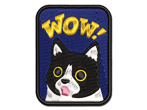 Wow Surprised Cat Teacher Student Multi-Color Embroidered Iron-On or Hook & Loop Patch Applique