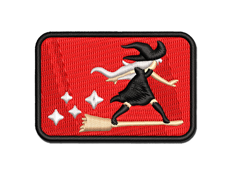Young Witch Surfing on Broomstick Halloween Multi-Color Embroidered Iron-On or Hook & Loop Patch Applique