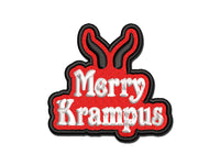 Merry Krampus Horns Christmas Multi-Color Embroidered Iron-On or Hook & Loop Patch Applique