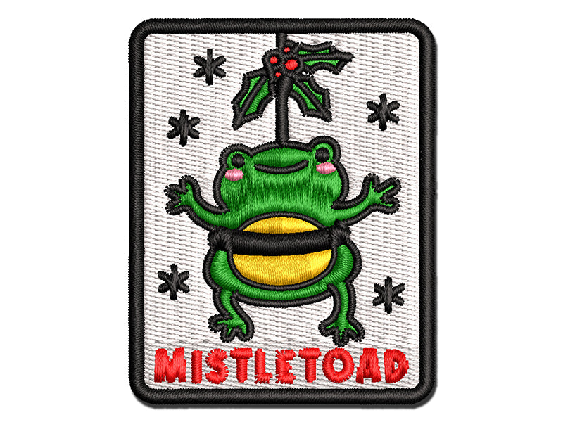 Christmas Mistletoe Mistletoad Pun Multi-Color Embroidered Iron-On or Hook & Loop Patch Applique