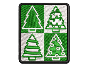 Christmas Trees Galore Pattern Multi-Color Embroidered Iron-On or Hook & Loop Patch Applique