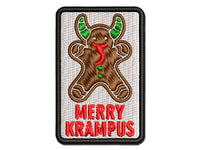 Merry Krampus Christmas Gingerbread Cookie Multi-Color Embroidered Iron-On or Hook & Loop Patch Applique