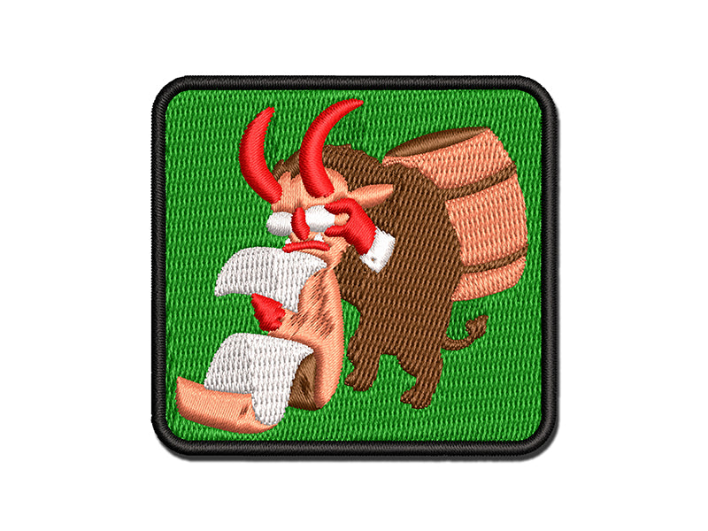 Krampus Checking Christmas Naughty List Multi-Color Embroidered Iron-On or Hook & Loop Patch Applique