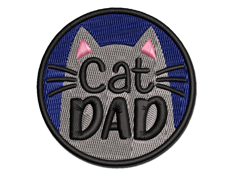 Cat Dad Multi-Color Embroidered Iron-On or Hook & Loop Patch Applique