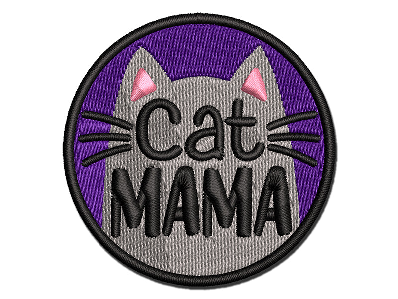 Cat Mama Mom Multi-Color Embroidered Iron-On or Hook & Loop Patch Applique