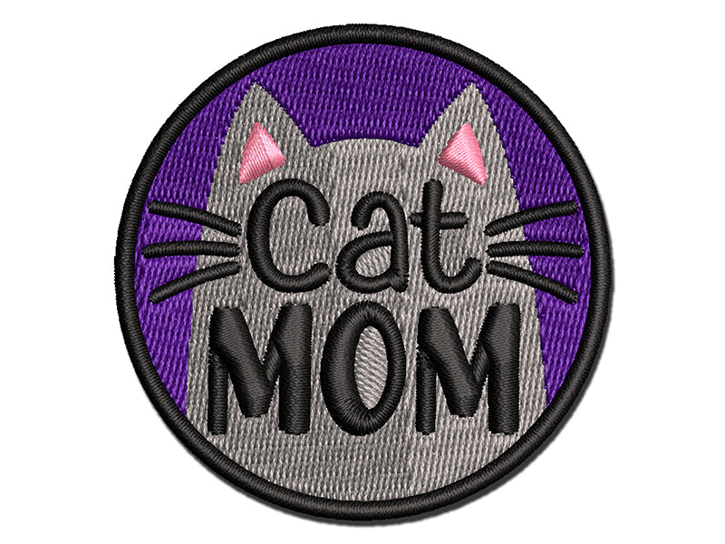 Cat Mom Multi-Color Embroidered Iron-On or Hook & Loop Patch Applique