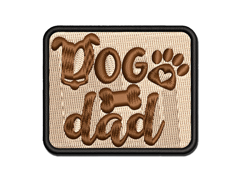 Dog Dad Paw Print Multi-Color Embroidered Iron-On or Hook & Loop Patch Applique