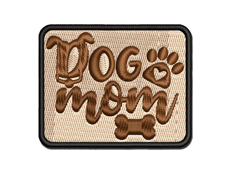 Dog Mom Paw Print Multi-Color Embroidered Iron-On or Hook & Loop Patch Applique