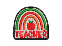 Teacher Rainbow Multi-Color Embroidered Iron-On or Hook & Loop Patch Applique