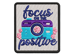 Focus on the Positive Camera Pun Multi-Color Embroidered Iron-On or Hook & Loop Patch Applique