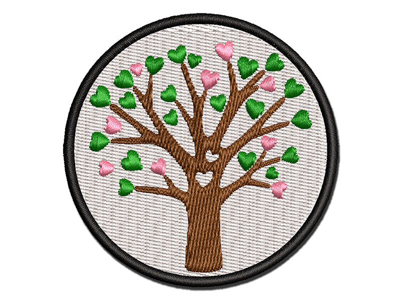 Heart Tree Spring Summer Love Valentine's Day Multi-Color Embroidered Iron-On or Hook & Loop Patch Applique