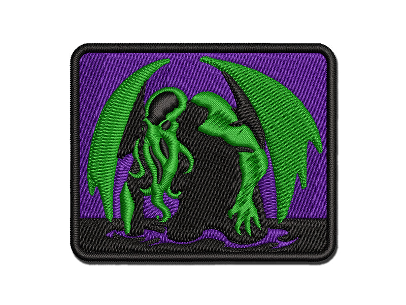 Cthulhu Eldritch Horror Rising From the Ocean Multi-Color Embroidered Iron-On or Hook & Loop Patch Applique