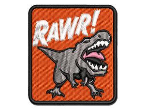 Tyrannosaurus Rex Rawr Roar Dinosaur Multi-Color Embroidered Iron-On or Hook & Loop Patch Applique