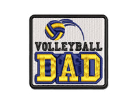 Volleyball Dad Text with Ball Multi-Color Embroidered Iron-On or Hook & Loop Patch Applique