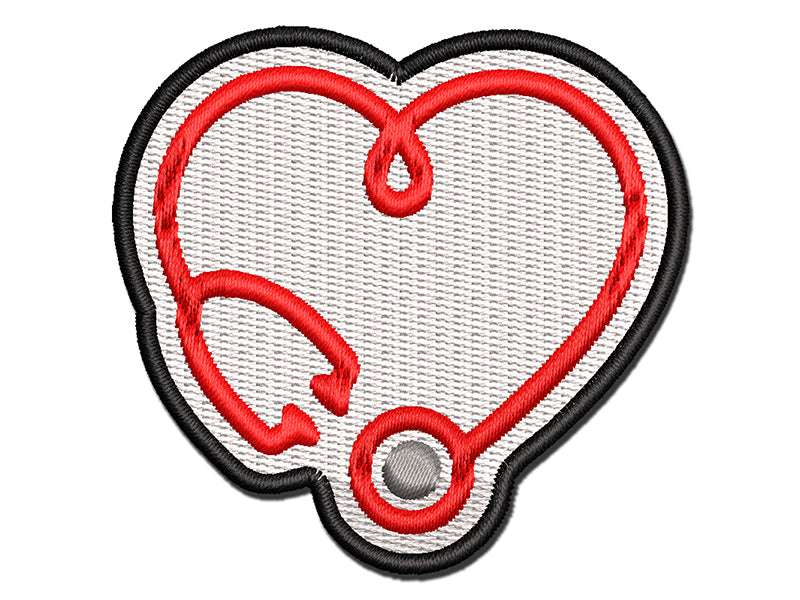 Heart Stethoscope Nurse Essential Worker Doctor Multi-Color Embroidered Iron-On or Hook & Loop Patch Applique