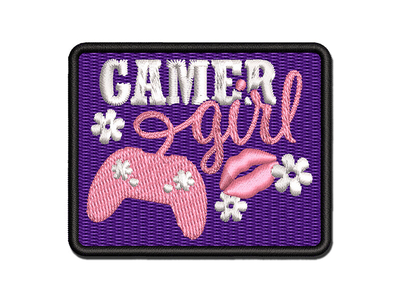 Gamer Girl with Controller Multi-Color Embroidered Iron-On or Hook & Loop Patch Applique