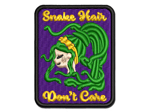 Medusa Snake Hair Don't Care Multi-Color Embroidered Iron-On or Hook & Loop Patch Applique