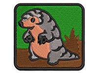 Cartoon Pangolin Endangered Species Standing Multi-Color Embroidered Iron-On or Hook & Loop Patch Applique