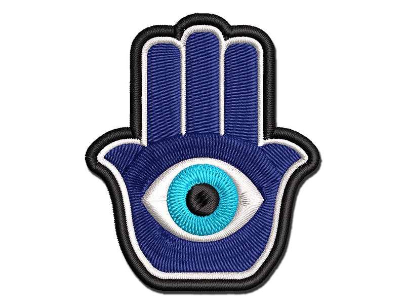 Hamsa Evil Eye Hand Ward Protection Symbol Charm Khamsa Hamesh Multi-Color Embroidered Iron-On or Hook & Loop Patch Applique