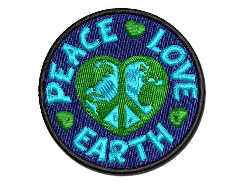 Peace Love Earth Multi-Color Embroidered Iron-On or Hook & Loop Patch Applique