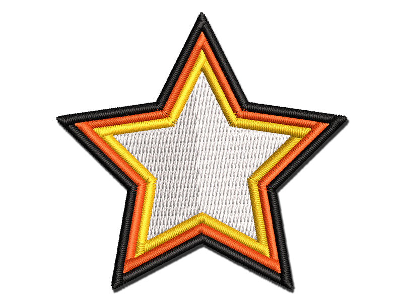 Star Inner Outline Multi-Color Embroidered Iron-On or Hook & Loop Patch Applique