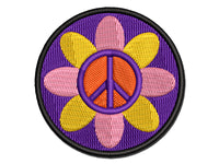 Peace Sign Flower Hippie Boho Love Happiness Multi-Color Embroidered Iron-On or Hook & Loop Patch Applique