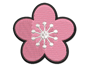 Sakura Cherry Blossom Solid Multi-Color Embroidered Iron-On or Hook & Loop Patch Applique