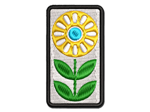 Scandinavian Sunflower Multi-Color Embroidered Iron-On or Hook & Loop Patch Applique