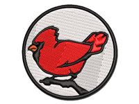 Winter Cardinal on Branch Multi-Color Embroidered Iron-On or Hook & Loop Patch Applique