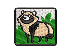 Alert Tanuki Japanese Raccoon Dog Multi-Color Embroidered Iron-On or Hook & Loop Patch Applique