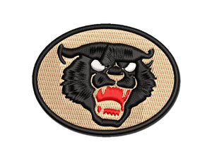 Angry Hissing Cat Face Multi-Color Embroidered Iron-On or Hook & Loop Patch Applique