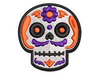 Mustache Floral Sugar Skull Dia De Los Muertos Multi-Color Embroidered Iron-On or Hook & Loop Patch Applique