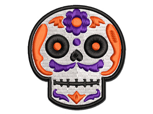 Mustache Floral Sugar Skull Dia De Los Muertos Multi-Color Embroidered Iron-On or Hook & Loop Patch Applique