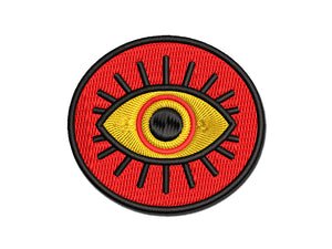 Ominous Eye with Eyelashes in Circle Multi-Color Embroidered Iron-On or Hook & Loop Patch Applique