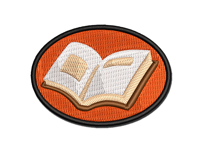 Open Book Multi-Color Embroidered Iron-On or Hook & Loop Patch Applique